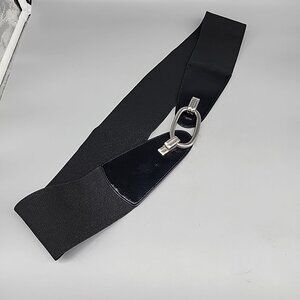 Torrid Elastic Belt Women's Size 14 16 Black Stretch Silver Buckle 42" L